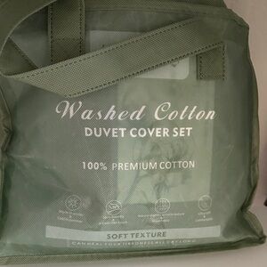 Washed Cotton Duvet Cover Set - Brown twin size‎